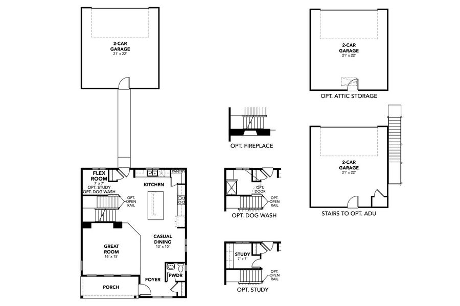 2D floor plan layout for the Evans - City by Brightland Homes in Dillon Pointe - City, Broomfield, CO (Image 4).