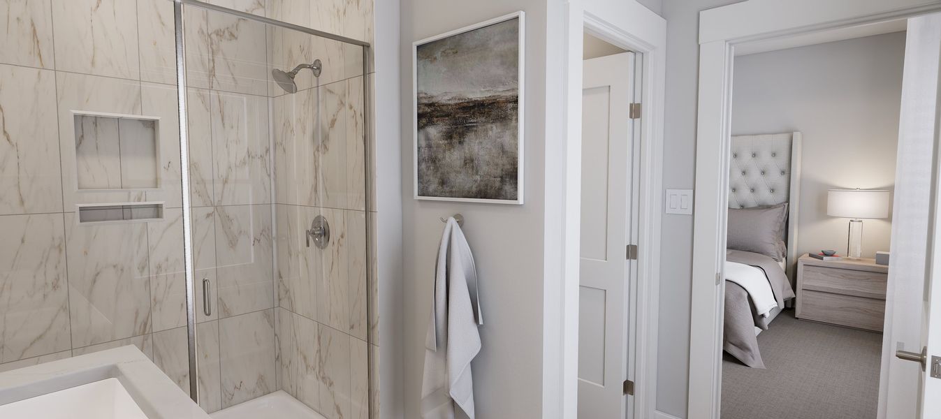 Representative furnished interior of a home built from the Atlas End Unit by Baker Residential in Atwater Station - Midtown Collection, Fuquay Varina (Image 15).