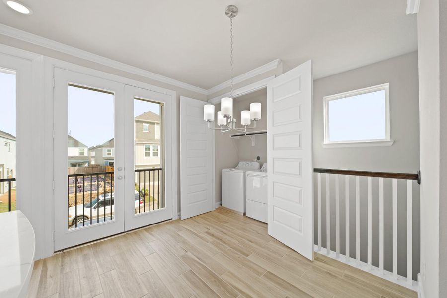 Cozy dining area and laundry room Cozy dining area and laundry room