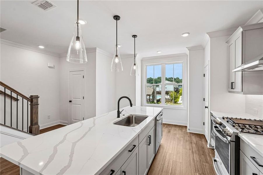 Furnished interior view inside a new home in Millcroft Townhomes, Buford (Image 12). Furnished interior view inside a new home in Millcroft Townhomes, Buford (Image 12).