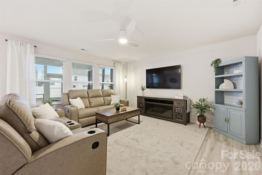 living room, open to kitchen