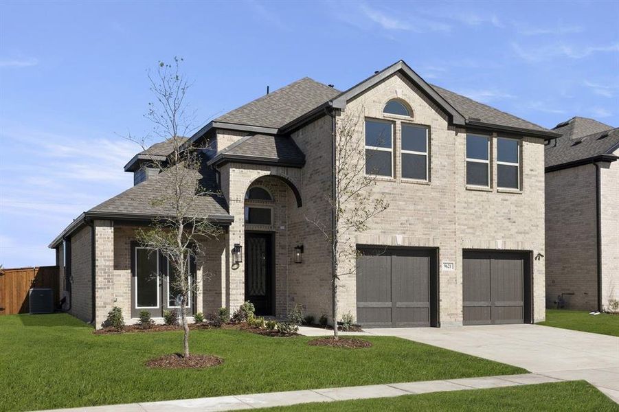 Front exterior of a new home in Polo Ridge, Forney, TX, highlighting curb appeal (Image 24).