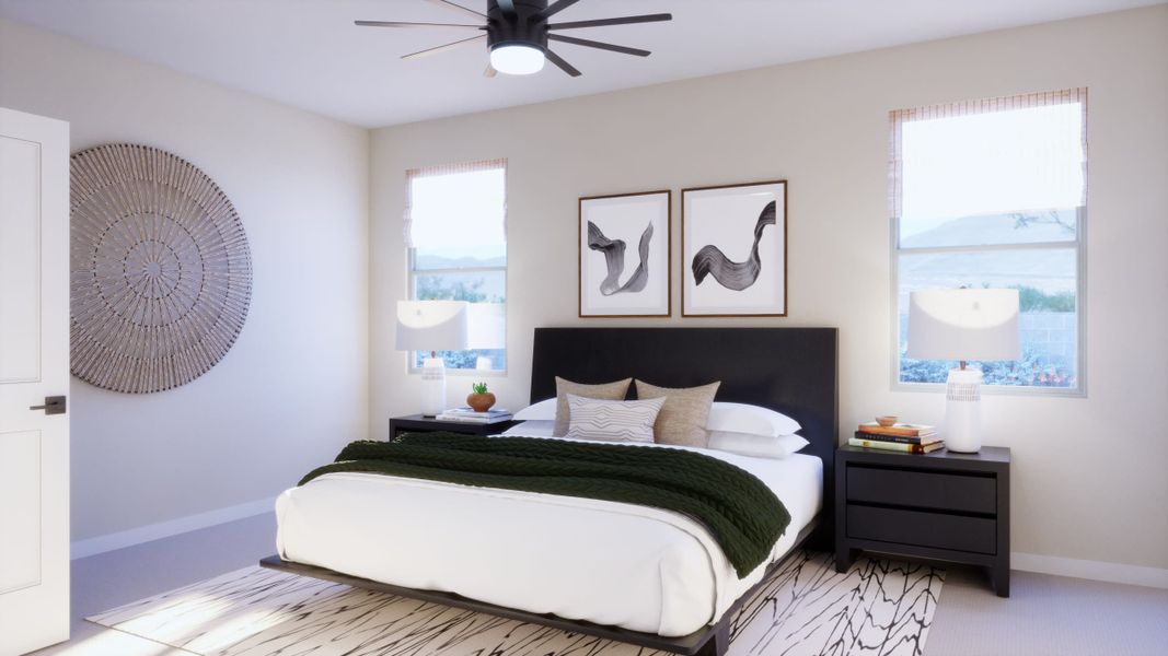 Primary Bedroom Virtual Rendering | Firelight Floorplan | Elara at Moonlight | New Homes in Maricopa, AZ by Landsea Homes