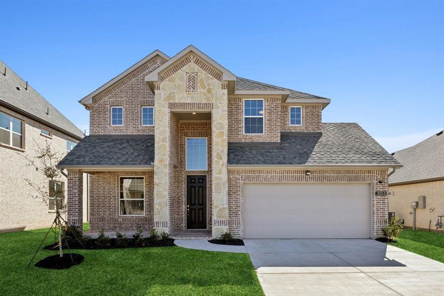 Front exterior of a new home in Sicily, Princeton, TX, highlighting curb appeal (Image 1).