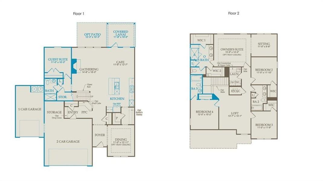 2D floor plan layout of this home in Traditions of Braselton, Jefferson, GA (Image 3).