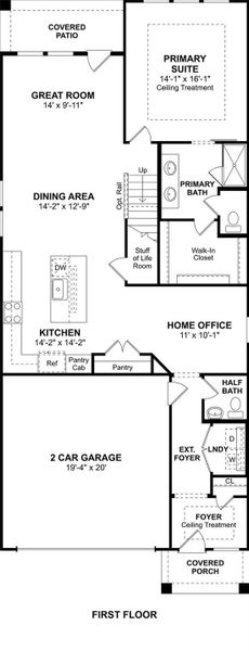 The Spanish Cedar floor plan by K. Hovnanian® Homes. 1st Floor shown. *Prices, plans, dimensions, features, specifications, materials, and availability of homes or communities are subject to change without notice or obligation.