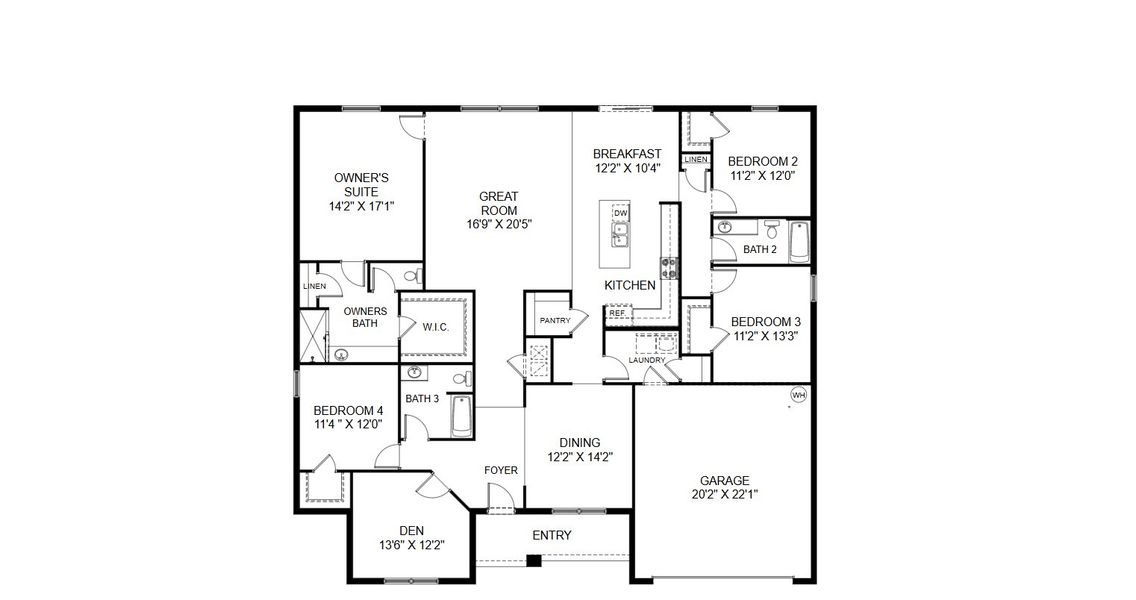 2D floor plan layout for the Cedar by Holiday Builders in Lehigh Acres, Lehigh Acres, FL (Image 3).