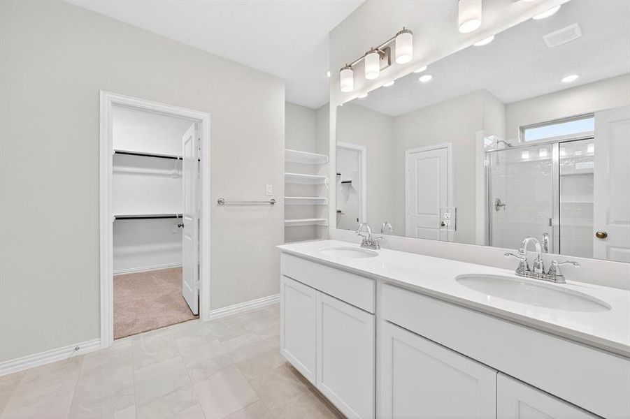 Furnished interior view inside a new home in Lily Creek at Sutton Fields, Aubrey (Image 16). Furnished interior view inside a new home in Lily Creek at Sutton Fields, Aubrey (Image 16).