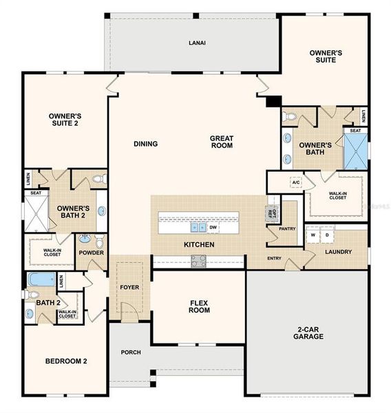 2D floor plan layout of this home in Reverie at Palm Coast, Palm Coast, FL (Image 2).