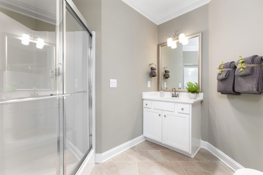 Representative furnished interior of a home built from the Hanover Lux by Keystone Homes NC in Weybridge, Burlington (Image 45).