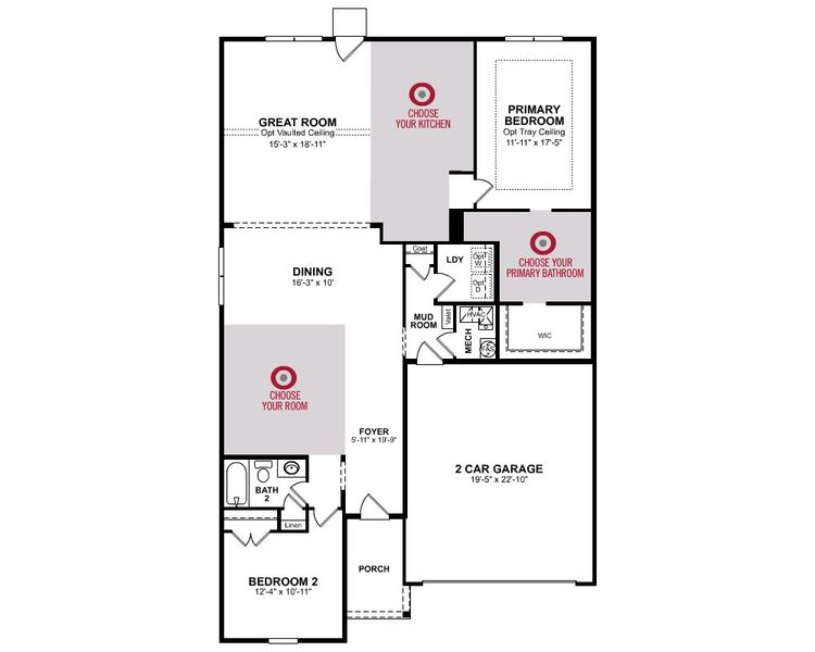 2D floor plan layout for the Georgetown by Beazer Homes in Sunset Landing, Little River, SC (Image 3).