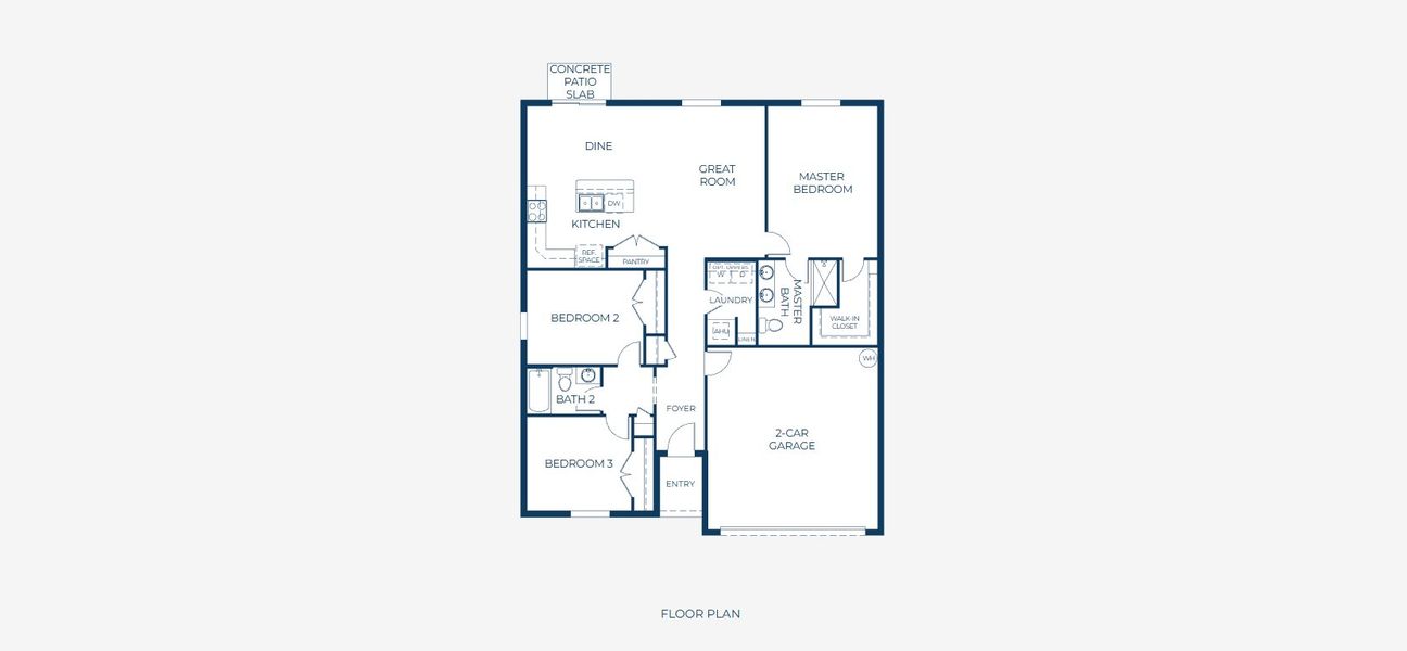 2D floor plan layout for the Oak by Maronda Homes in Woodland Ranch, Lake Wales, FL (Image 5).