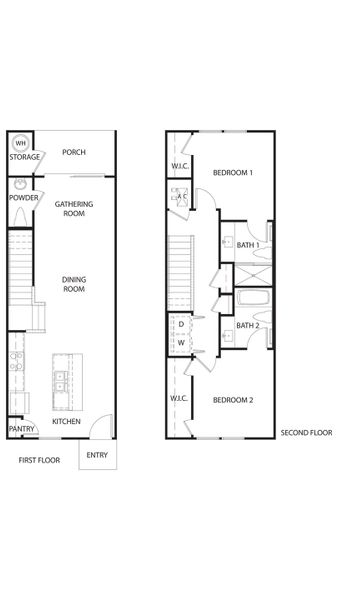 2D floor plan layout for the Jackson by D.R. Horton in Cordera Townhomes, St. Augustine, FL (Image 3). 2D floor plan layout for the Jackson by D.R. Horton in Cordera Townhomes, St. Augustine, FL (Image 3).