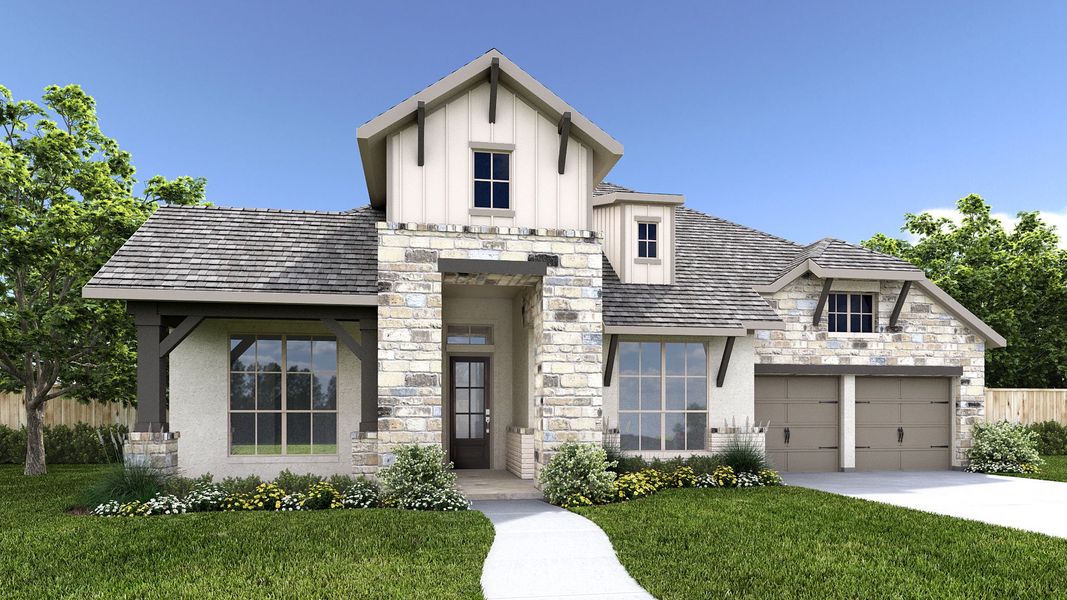 Representative exterior photo of a completed home built from the 586A by Britton Homes in Walsh, Aledo, TX (Image 2). Representative exterior photo of a completed home built from the 586A by Britton Homes in Walsh, Aledo, TX (Image 2).