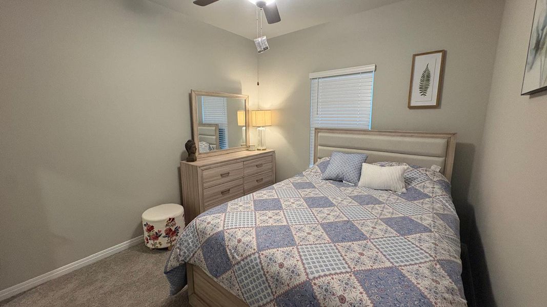 Comfortable bedroom retreat with plush carpet and inviting natural light.