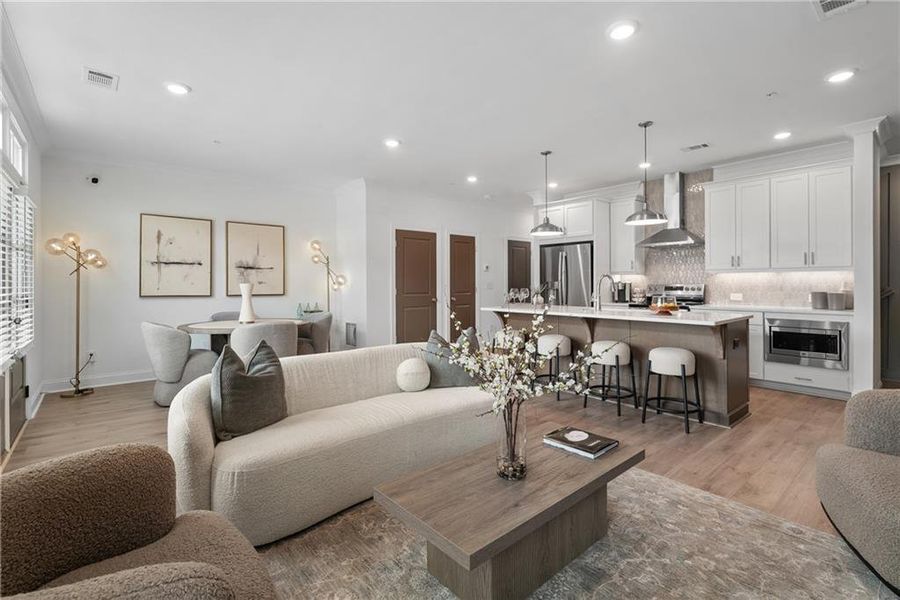 Furnished interior view inside a new home in Market Square at Sawnee Village, Cumming (Image 22). Furnished interior view inside a new home in Market Square at Sawnee Village, Cumming (Image 22).