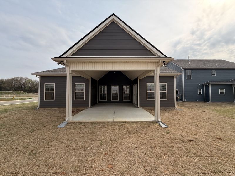 Cathedral Ceiling extends the length of the covered porch!