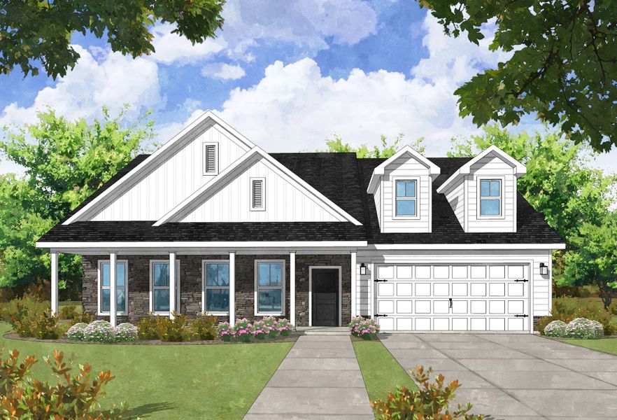 Representative exterior photo of a completed home built from the Sumter by Center Park Homes in Carolina Bay, Ridgeville, SC (Image 6).