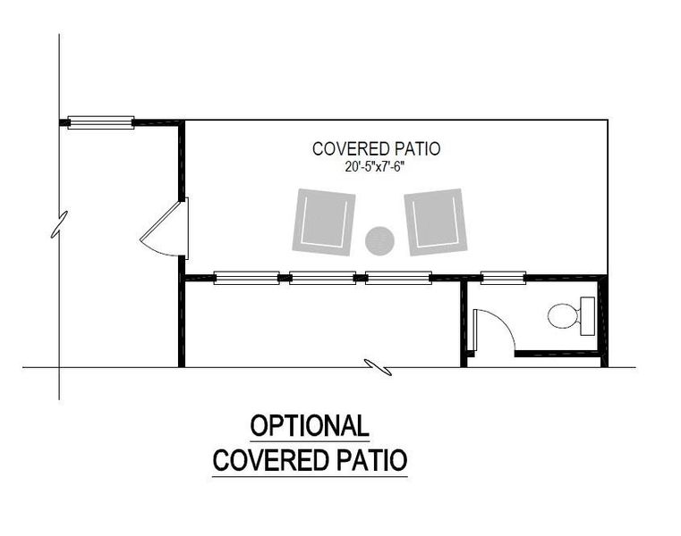 Visualize outdoor living with this spacious optional covered patio layout, featuring ample space for relaxation and an adjoining restroom for convenience. Visualize outdoor living with this spacious optional covered patio layout, featuring ample space for relaxation and an adjoining restroom for convenience.