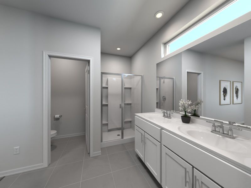 Virtual rendering of primary bathroom in Enzo floorplan