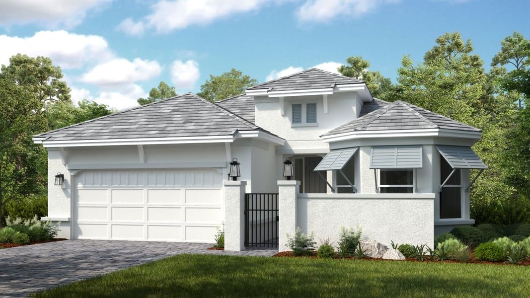 Representative exterior photo of a completed home built from the Lazio by Taylor Morrison in Esplanade at McKinnon Groves, Winter Garden, FL (Image 21).