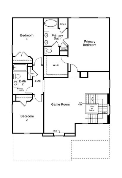 This floor plan features 3 bedrooms, 2 full baths, 1 half bath, and over 2,500 square feet of living space.