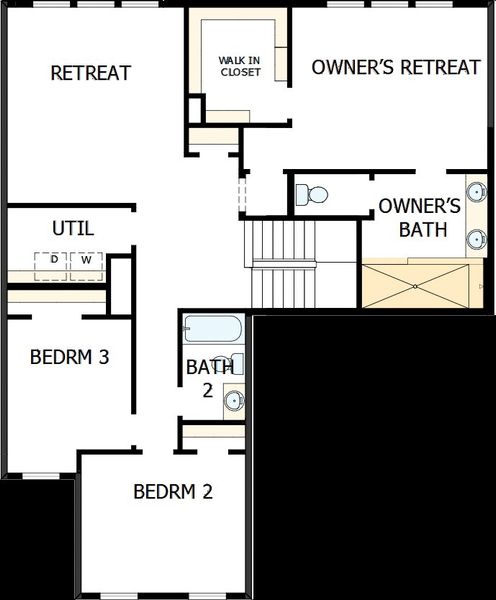 2D floor plan layout of this home in Serenity - The Village Collection, Fuquay Varina, NC (Image 3).