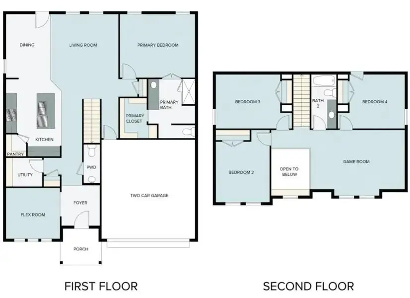 2D floor plan layout of this home in Grand Magnolia, Waller, TX (Image 2). 2D floor plan layout of this home in Grand Magnolia, Waller, TX (Image 2).
