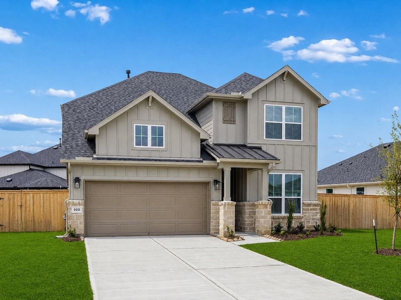 Front exterior of a new home in Windcress, Cove, TX, highlighting curb appeal (Image 2). Front exterior of a new home in Windcress, Cove, TX, highlighting curb appeal (Image 2).