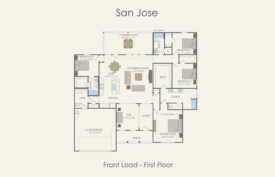 2D floor plan layout for the San Jose by Centex in Wildwood Reserve, San Antonio, TX (Image 2). 2D floor plan layout for the San Jose by Centex in Wildwood Reserve, San Antonio, TX (Image 2).