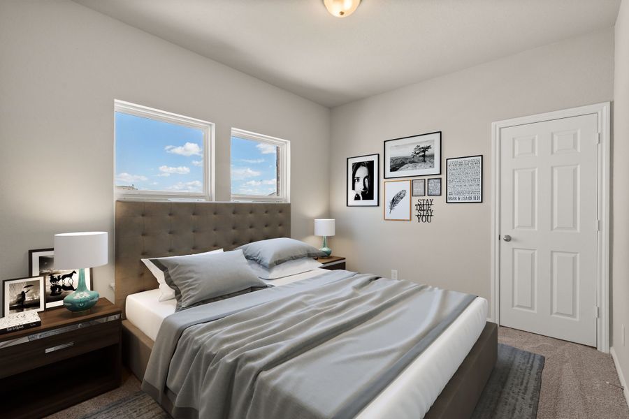 Secondary bedroom. Note: Sample product photo - actual exterior and interior selections may vary by homesite