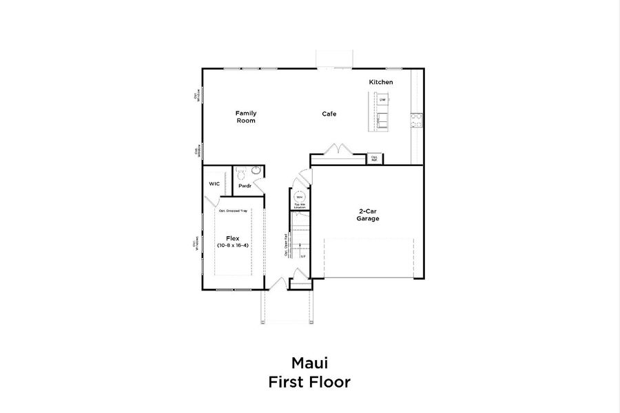 2D floor plan layout for the Maui by DRB Homes in Granary Park, Green Cove Springs, FL (Image 3).