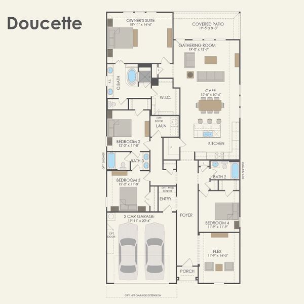 2D floor plan layout for the Doucette by Pulte Homes in Blue Creek Trails, Richmond, TX (Image 3). 2D floor plan layout for the Doucette by Pulte Homes in Blue Creek Trails, Richmond, TX (Image 3).