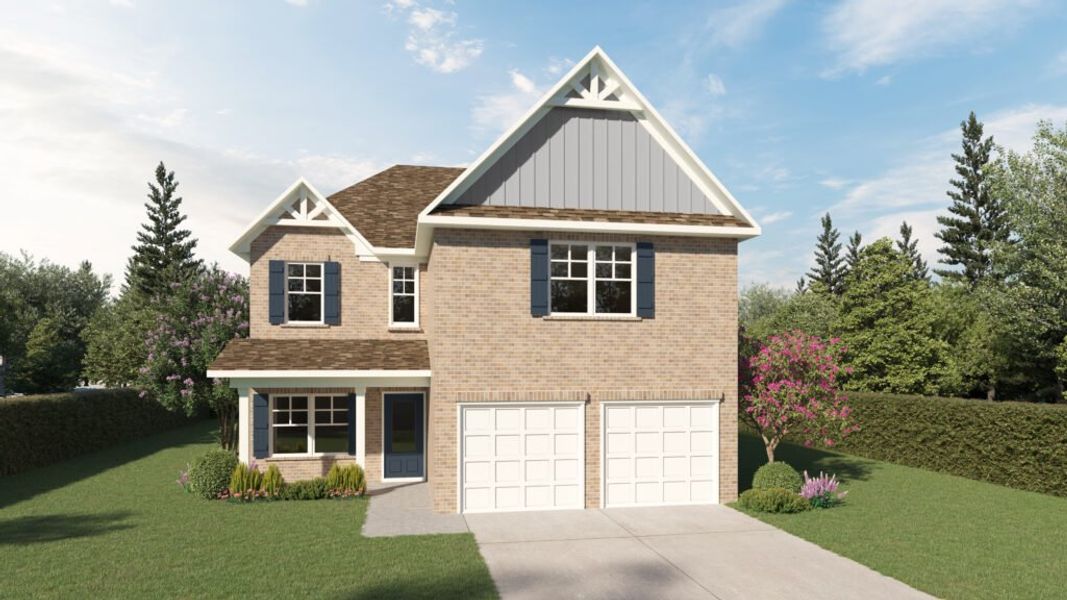 Representative exterior photo of a completed home built from the The Dresden by Direct Residential Communities in The Hills at Cedar Creek, Winder, GA (Image 9).