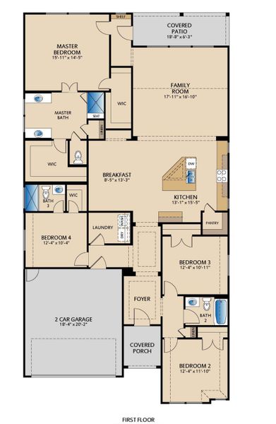 2D floor plan layout for the Kelley by Pacesetter Homes in Crosswinds, Kyle, TX (Image 3). 2D floor plan layout for the Kelley by Pacesetter Homes in Crosswinds, Kyle, TX (Image 3).