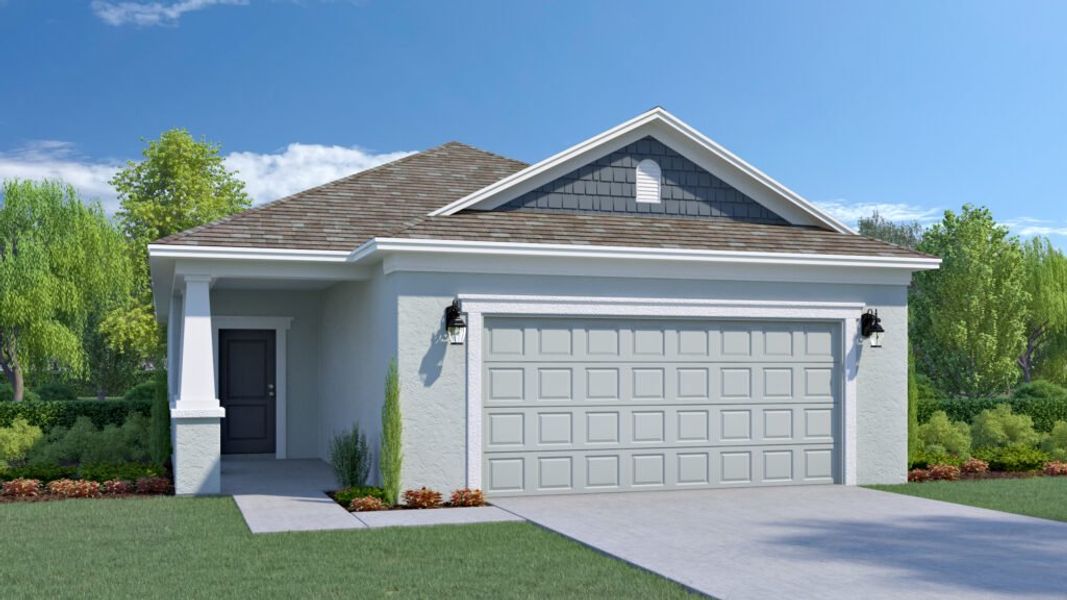 Representative exterior photo of a completed home built from the Paisley by Holiday Builders in Pineapple Grove, Port St. Lucie, FL (Image 3).