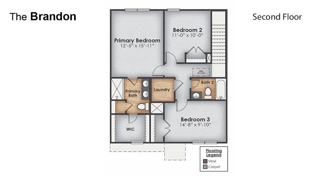 2D floor plan layout of this home in Lockwood Landing, Supply, NC (Image 4).