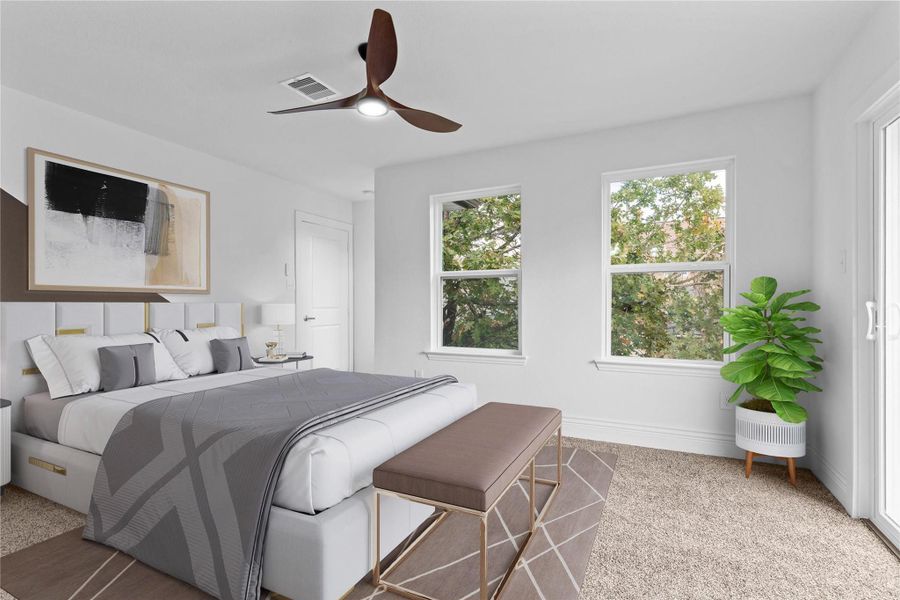 Come home to your primary suite and sink your toes into the lush carpet as you start your day. Step outside onto your private balcony and enjoy the peaceful surroundings. This is the true lifestyle of lake living! *Virtually staged* Come home to your primary suite and sink your toes into the lush carpet as you start your day. Step outside onto your private balcony and enjoy the peaceful surroundings. This is the true lifestyle of lake living! *Virtually staged*