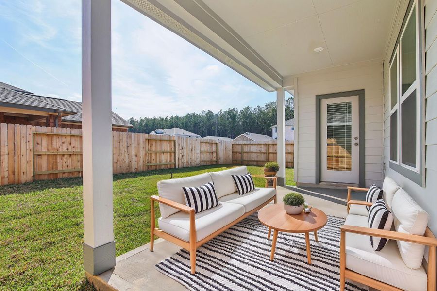 Exterior details and patio area of a home in Landing Meadows - Premier Series, New Caney (Image 16).