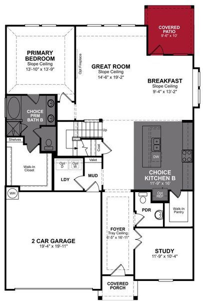 2D floor plan layout of this home in Montgomery Ridge, Montgomery, TX (Image 3).