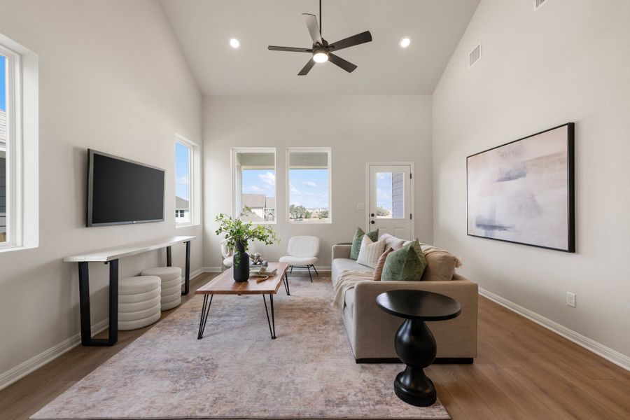 Representative furnished interior of a home built from the Granbury by Ashton Woods in Berry Creek Highlands, Georgetown (Image 19). Representative furnished interior of a home built from the Granbury by Ashton Woods in Berry Creek Highlands, Georgetown (Image 19).