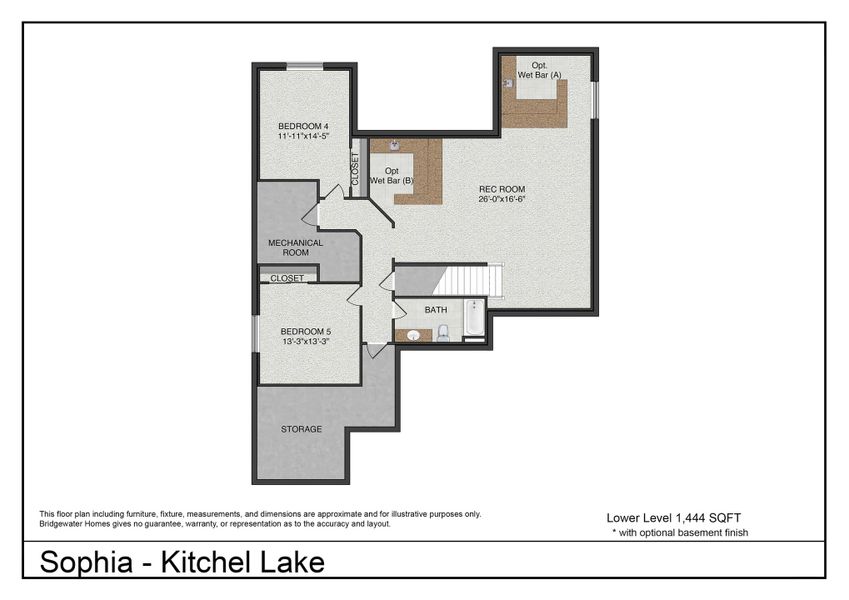 2D floor plan layout for the Sophia by Bridgewater Homes in Kitchel Lake, Timnath, CO (Image 3).