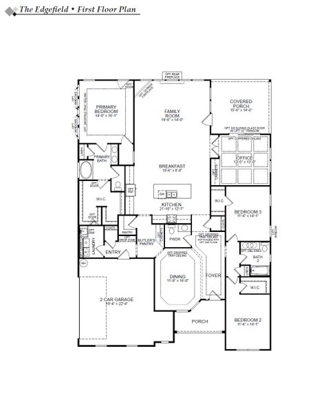 2D floor plan layout for the Edgefield by Eastwood Homes in Hancock Farms, Aiken, SC (Image 3). 2D floor plan layout for the Edgefield by Eastwood Homes in Hancock Farms, Aiken, SC (Image 3).