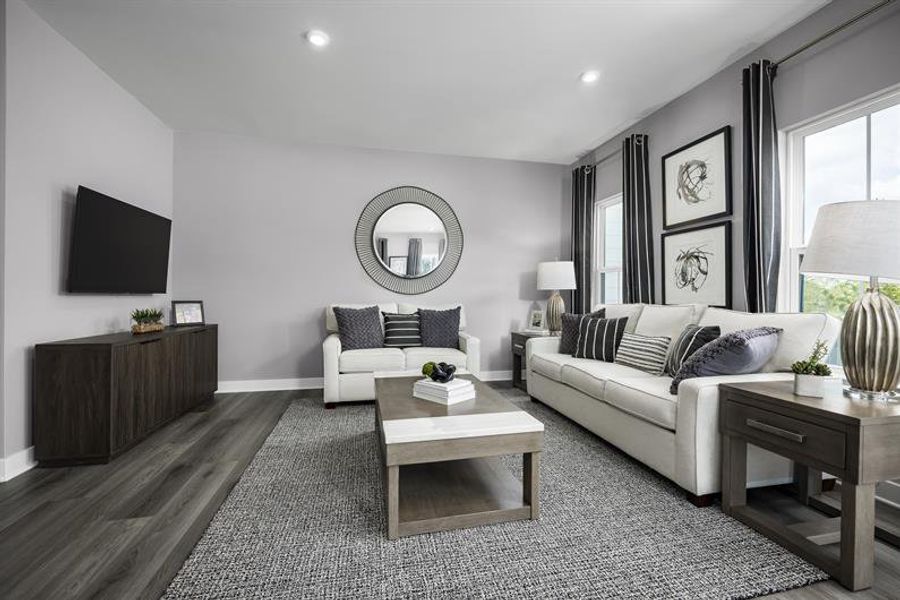 Representative furnished interior of a home built from the Roxbury by Ryan Homes in Creek Water Townhomes, Fort Mill (Image 6). Representative furnished interior of a home built from the Roxbury by Ryan Homes in Creek Water Townhomes, Fort Mill (Image 6).