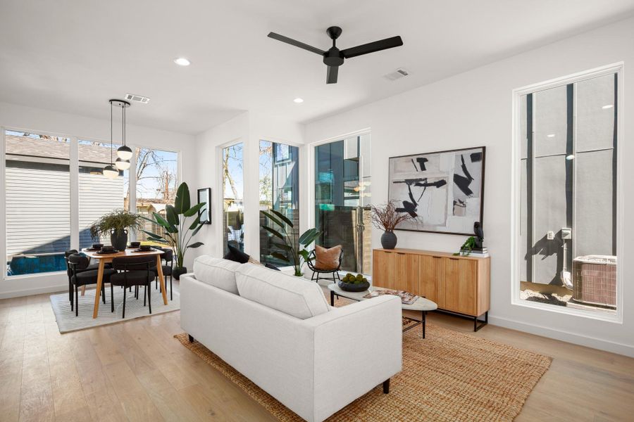 Bright and airy living room with tons of windows