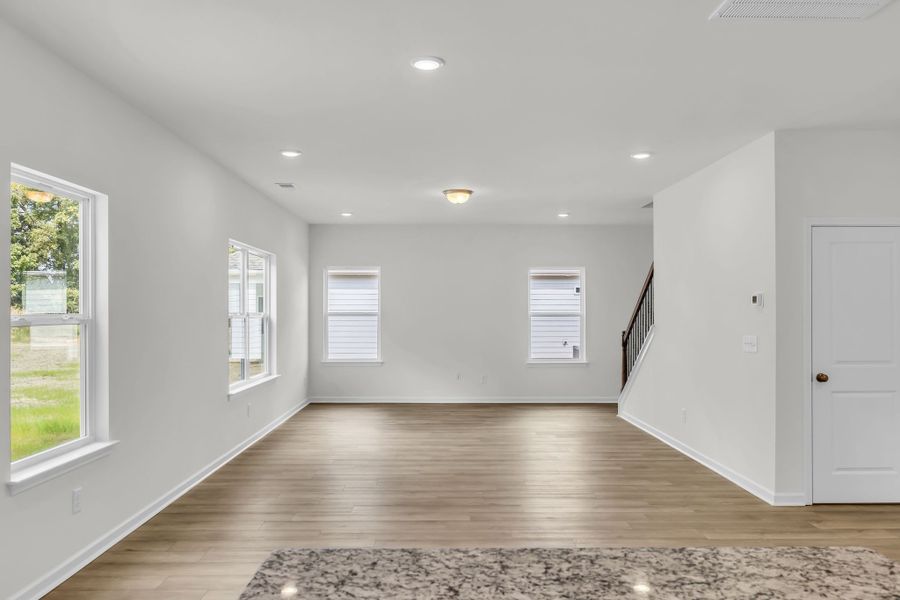 View from the kitchen to the open living. View from the kitchen to the open living.