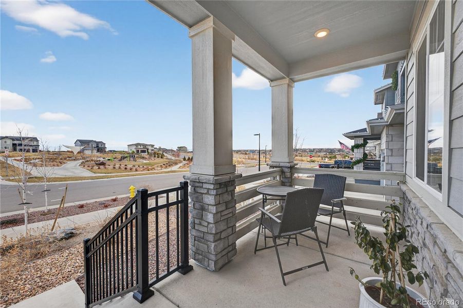 Exterior details and patio area of a home in Prelude at The Aurora Highlands, Aurora (Image 3).
