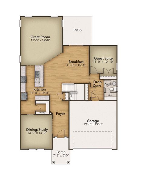 2D floor plan layout for the The Mangrove by Chesapeake Homes in Terrapin, Leland, NC (Image 5).