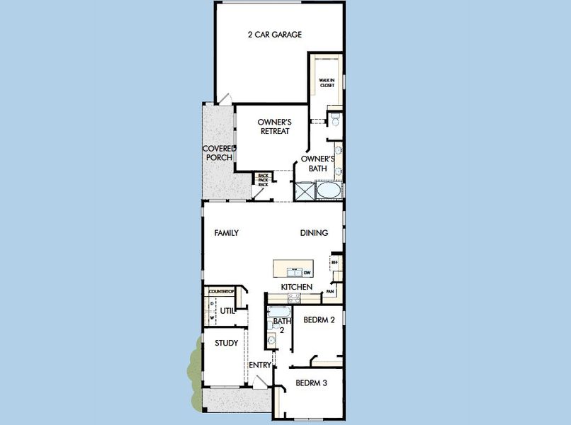 2D floor plan layout for the The Brighnam by David Weekley Homes in Jubilee - Grove Row Collection, Hockley, TX (Image 3).