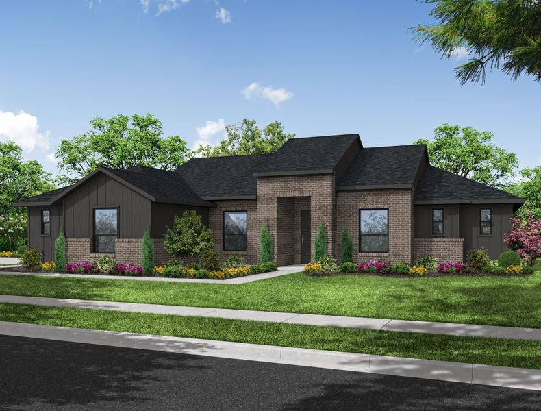 Representative exterior photo of a completed home built from the Cypress by Impression Homes in Estates of Palmer, Palmer, TX (Image 4). Representative exterior photo of a completed home built from the Cypress by Impression Homes in Estates of Palmer, Palmer, TX (Image 4).